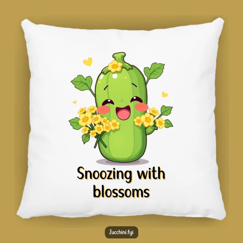 Funny Zucchini Flower Pose Pillow: Snuggle Up with this Hilarious Botanical Cushion