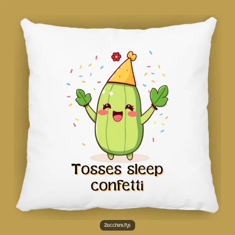 Funny Zucchini Party Pillow: Comfy Confetti Thrower Cushion, Whimsical Gift!