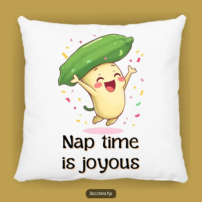 Funny Zucchini Celebration Pillow: Cozy Joyful Veggie Cushion - Comfort Gift