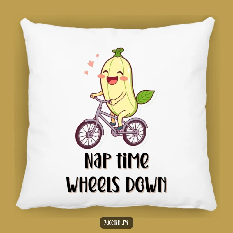 Funny Zucchini Bike Pillow: Cozy Comfort with Kawaii Cheer