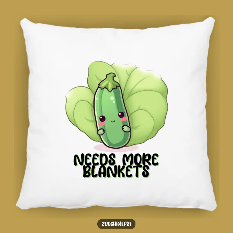 Funny Kawaii Zucchini Pillow - Cozy Shy Veggie Accent Cushion