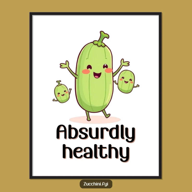 Funny Zucchini Digital Art: Veggie Juggling Act, Humorous Decor, Gift Download