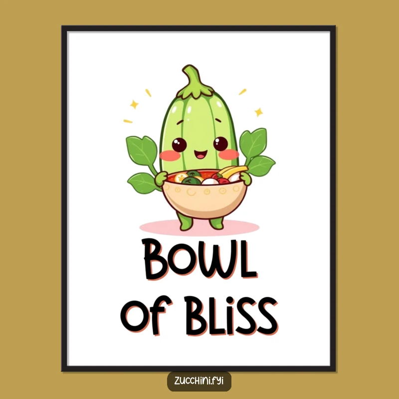 Funny Cheerful Zucchini Digital Art: Instant Warmth for Your Home Decor