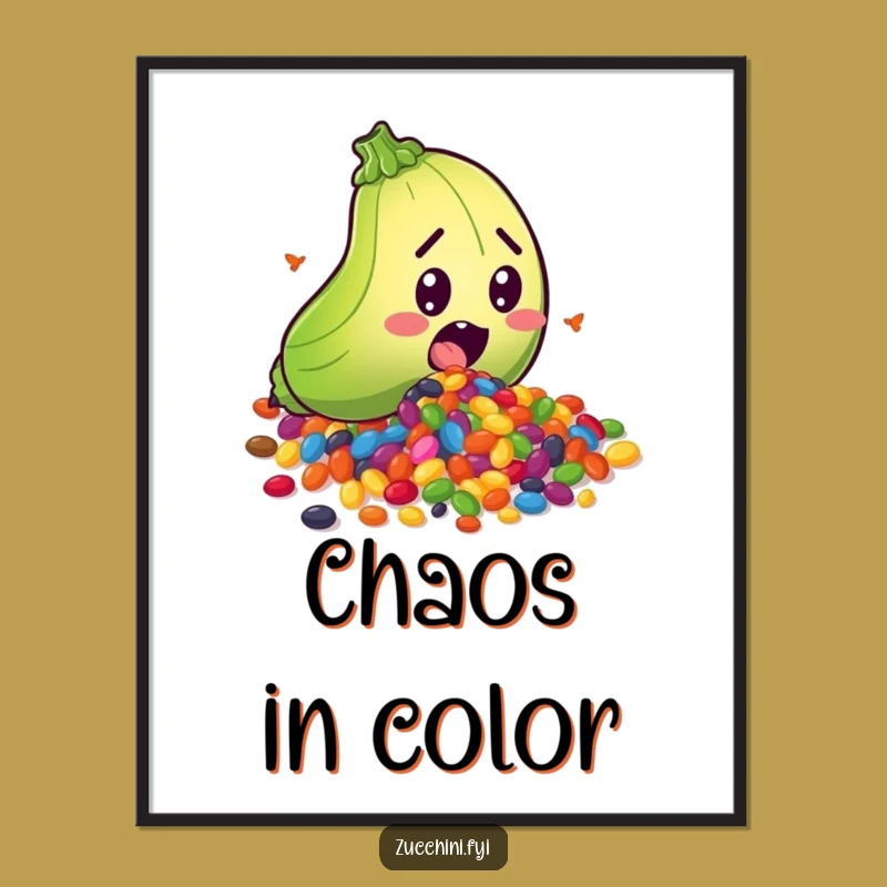 Funny Zucchini Seed Spill Digital Art: Instant Comedic Wall Decor