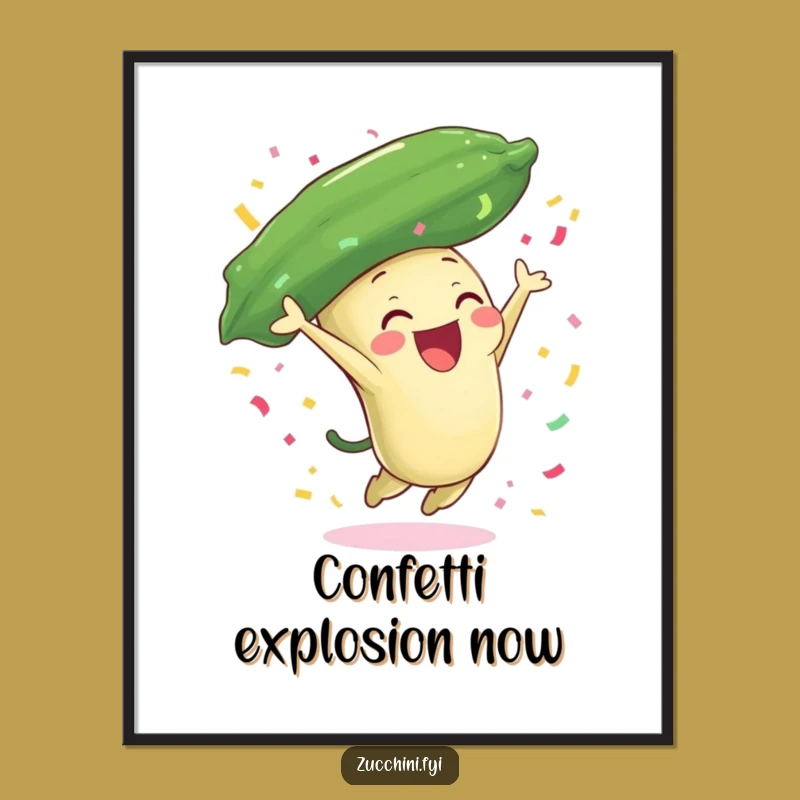 Funny Zucchini Celebration Digital Art: Joyful Leap Decor - Instant Party Gift