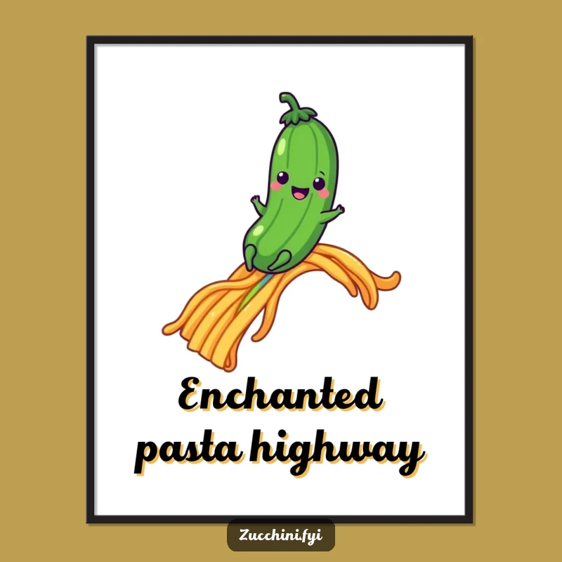 Funny Pasta Rainbow Zucchini Digital Art - Whimsical Wall Decor