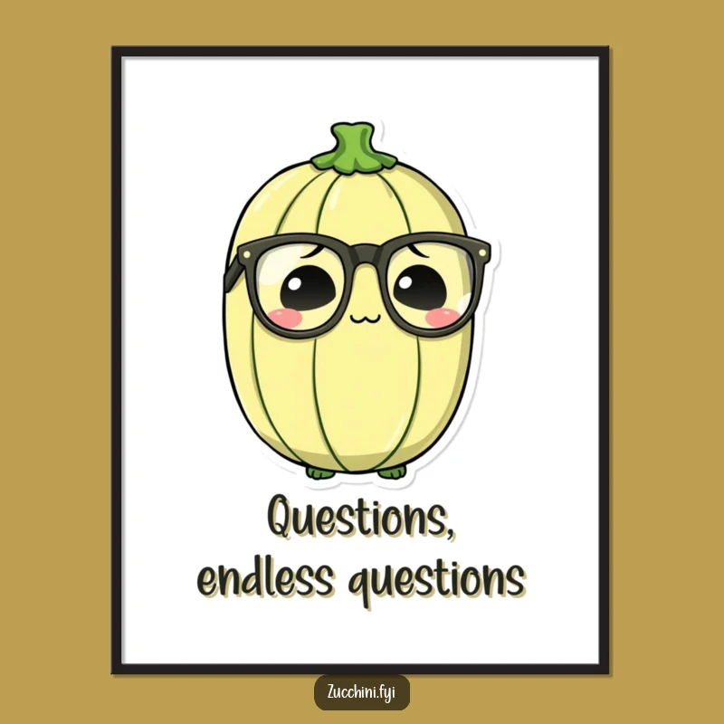 Funny Bewildered Zucchini Digital Art: Instant Specs Print, Hilarious Gift!