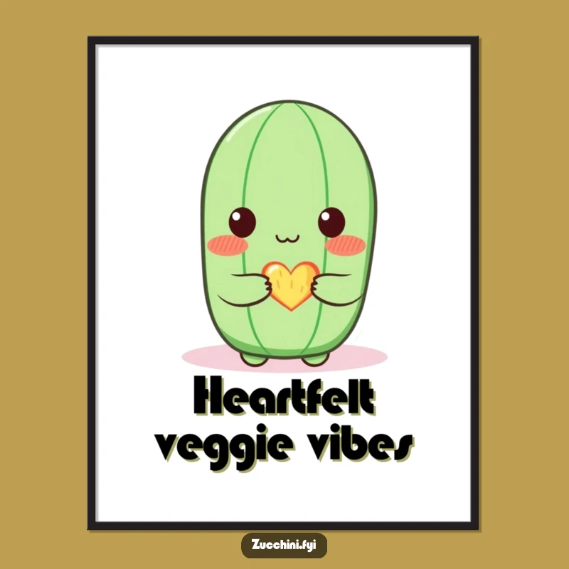 Funny Blushing Zucchini Digital Art: Sweet Veggie Love Decor - Instant Gift