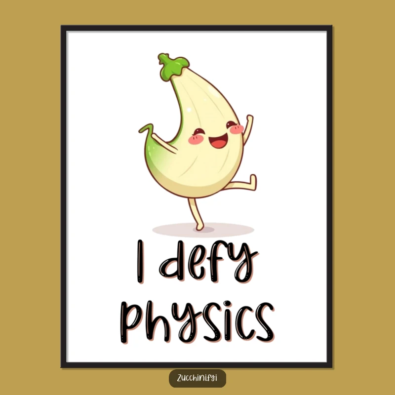 Funny Cartwheeling Zucchini Digital Art: Grinning Acrobat - Instant Funny Gift