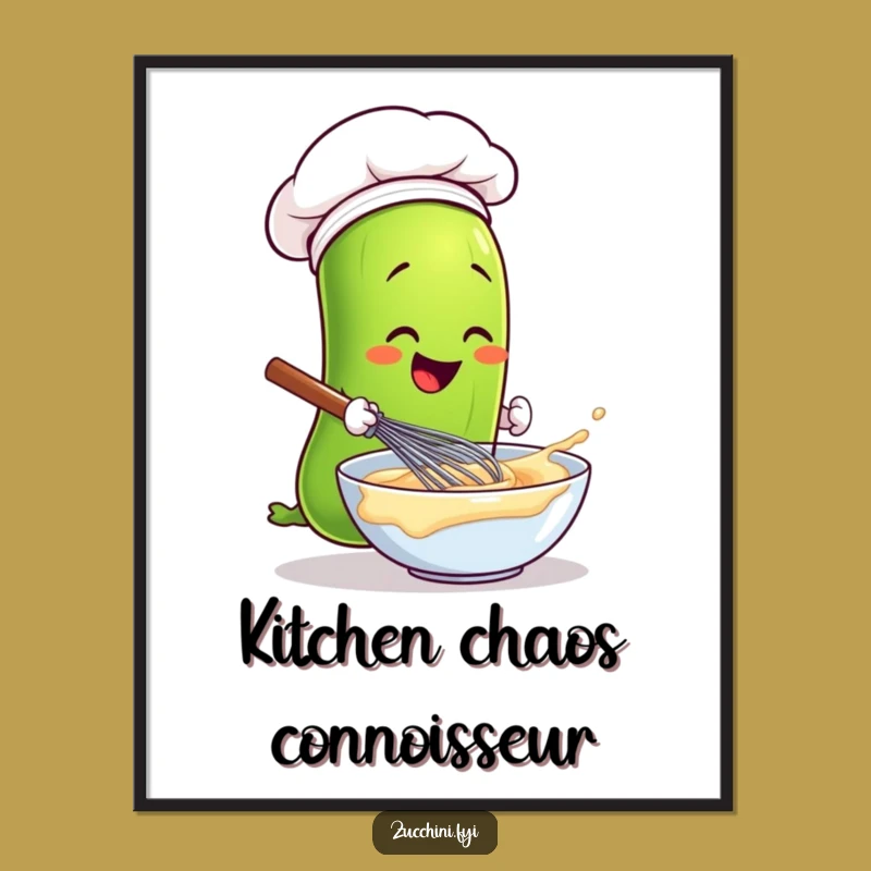 Funny Chef Zucchini Digital Art - Hilarious Veggie Wall Decor