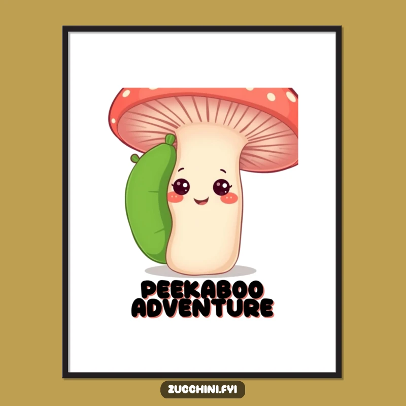 Funny Curious Zucchini Digital Art: Garden Peek Print