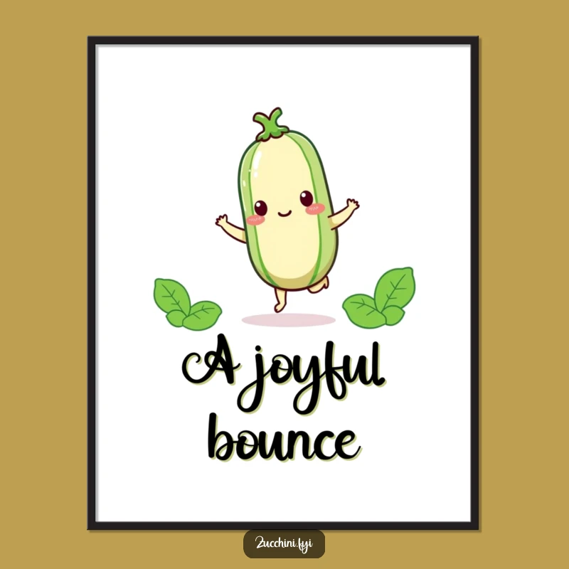 Funny Kawaii Zucchini Hop Digital Art - Joyful Veggie Printable for Happy Decor and Smiles