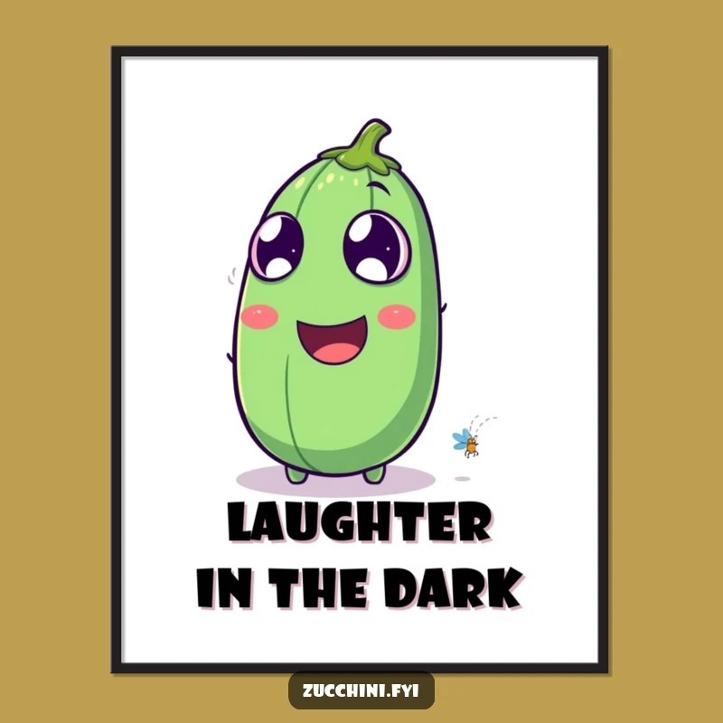 Funny Laughing Zucchini Digital Art: Nighttime Joy Print
