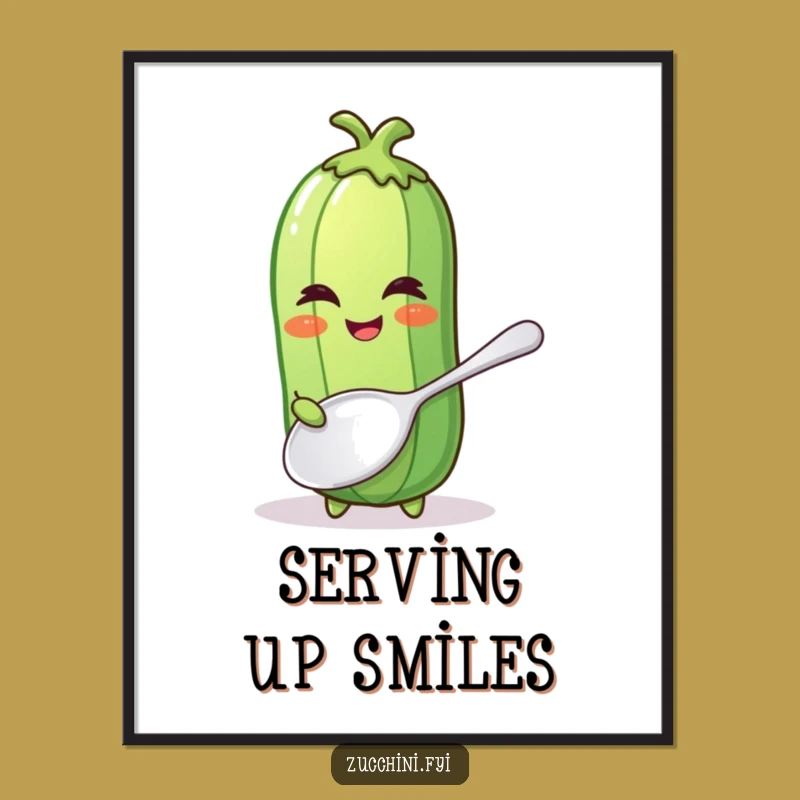 Funny Winking Zucchini Digital Art - Giant Spoon Fun, Instant Download, Gift