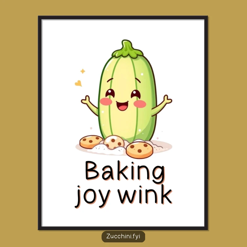 Funny Zucchini Baker Digital Print - Instant Hilarious Baking Art Download