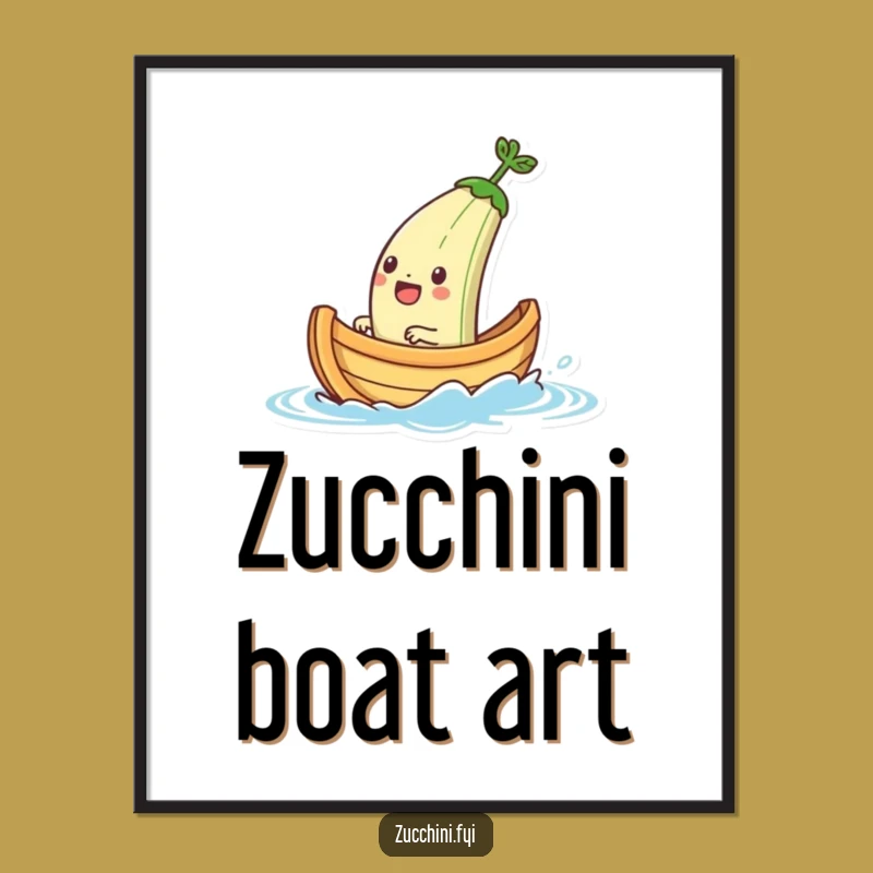 Funny Zucchini Boat Sailing Digital Art: Instant Nautical Charm