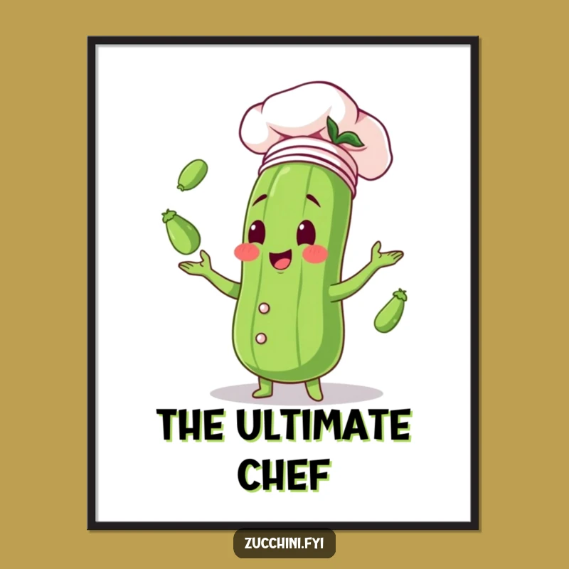 Funny Zucchini Chef Digital Art - Humorous Juggling Vegetable Print for Walls
