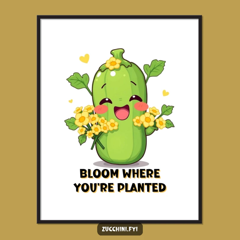 Funny Zucchini Flower Pose Digital Art: Instant Hilarious Garden Charm