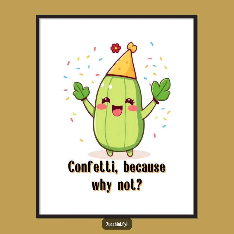 Funny Zucchini Party Digital Art: Instant Confetti Glee Print, Hilarious Gift!