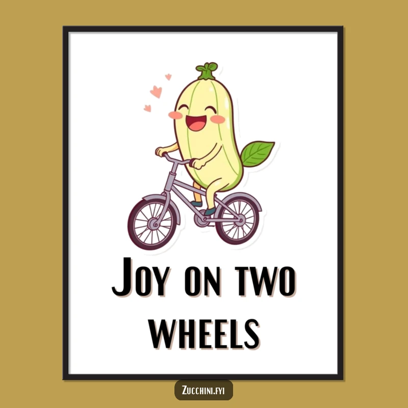 Funny Zucchini Bike Digital Art: Instant Kawaii Veggie Download