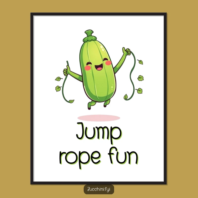 Funny Jumping Zucchini Digital Art: Instant Active Wall Decor