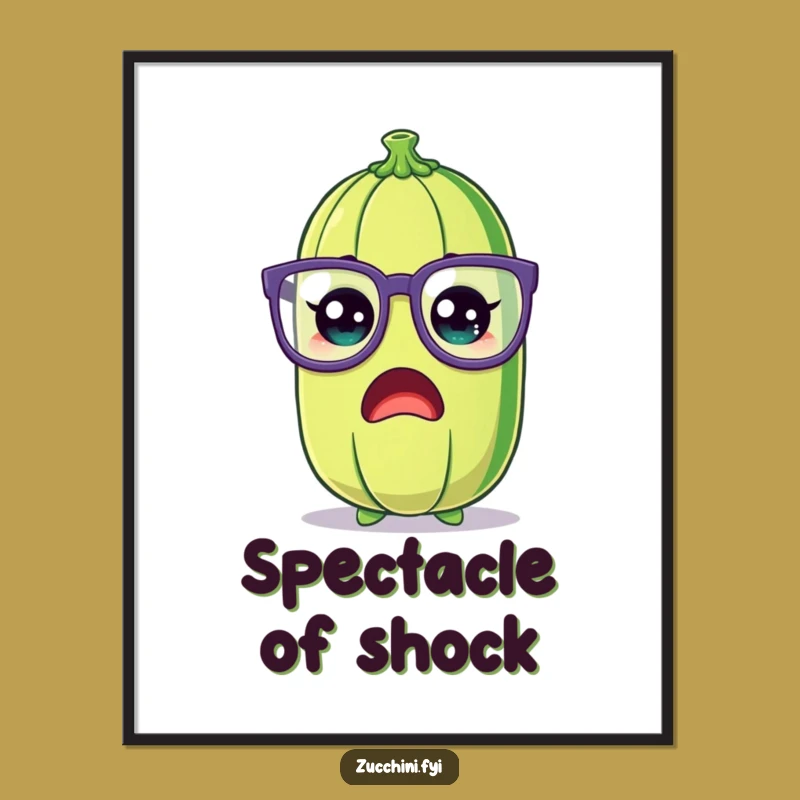 Funny Zucchini Digital Art Print: Shocked Veggie with Silly Glasses, Instant Download
