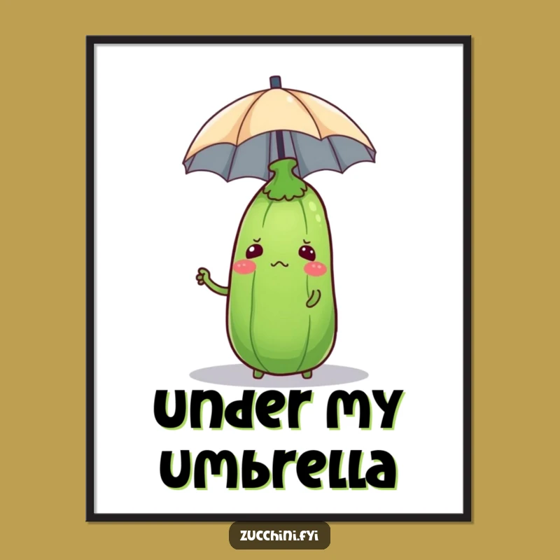 Funny Confused Zucchini Digital Art - Instant Umbrella Veggie Print Gift