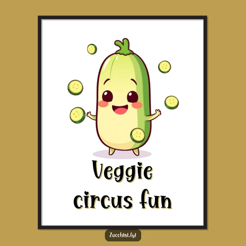 Funny Zucchini Digital Art: Happy Juggling Image, Perfect Instant Humorous Gift
