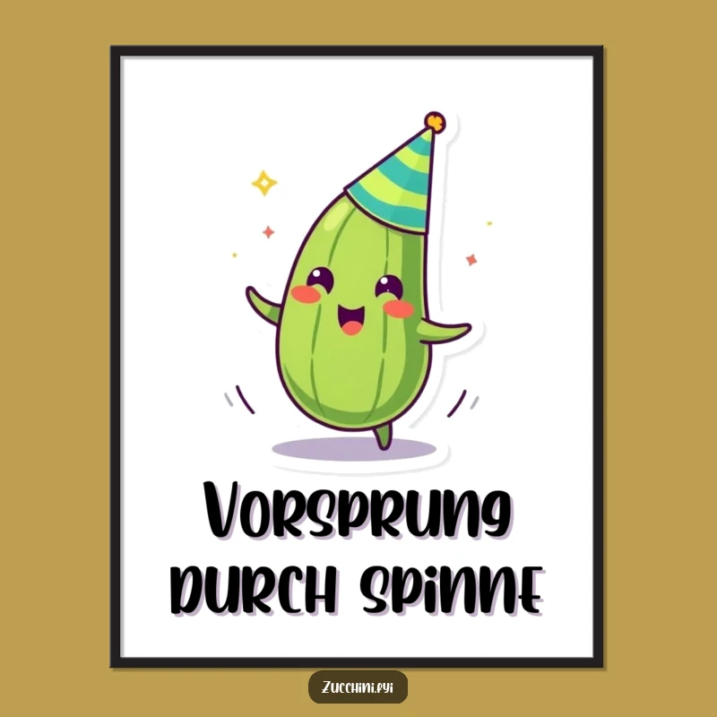 Funny Zany Zucchini Party Hat Spinning Digital Art - Instant Hilarious Decor