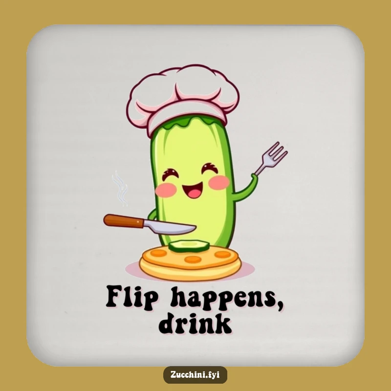 Funny Chef Zucchini Coaster Set: Flipping Protection, Perfect Bar Funny Gift