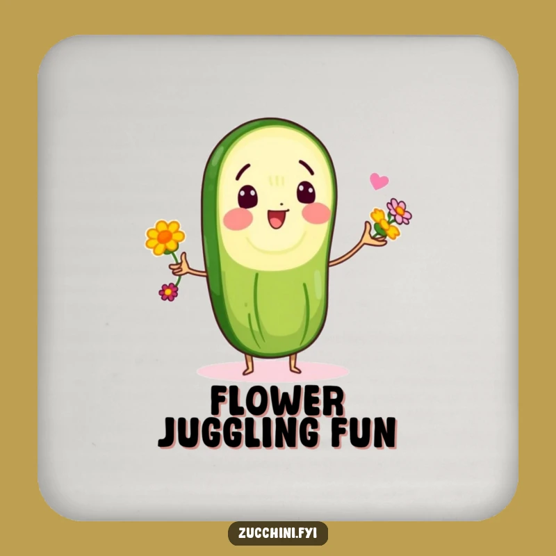 Funny Zucchini Flower Juggler Coasters: Protect Surfaces with Humor