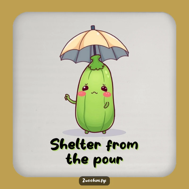Funny Confused Zucchini Coaster - Bewildered Veggie Umbrella Drink Gift