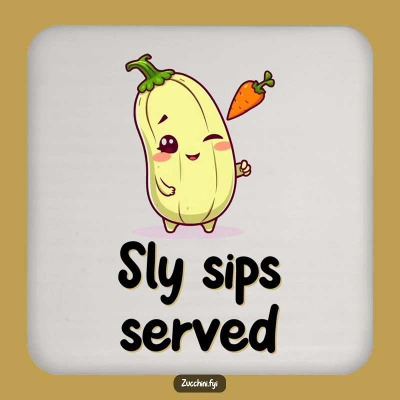 Funny Kawaii Zucchini Wink Drink Coaster - Mischievous Veggie Protector for Playful Tables