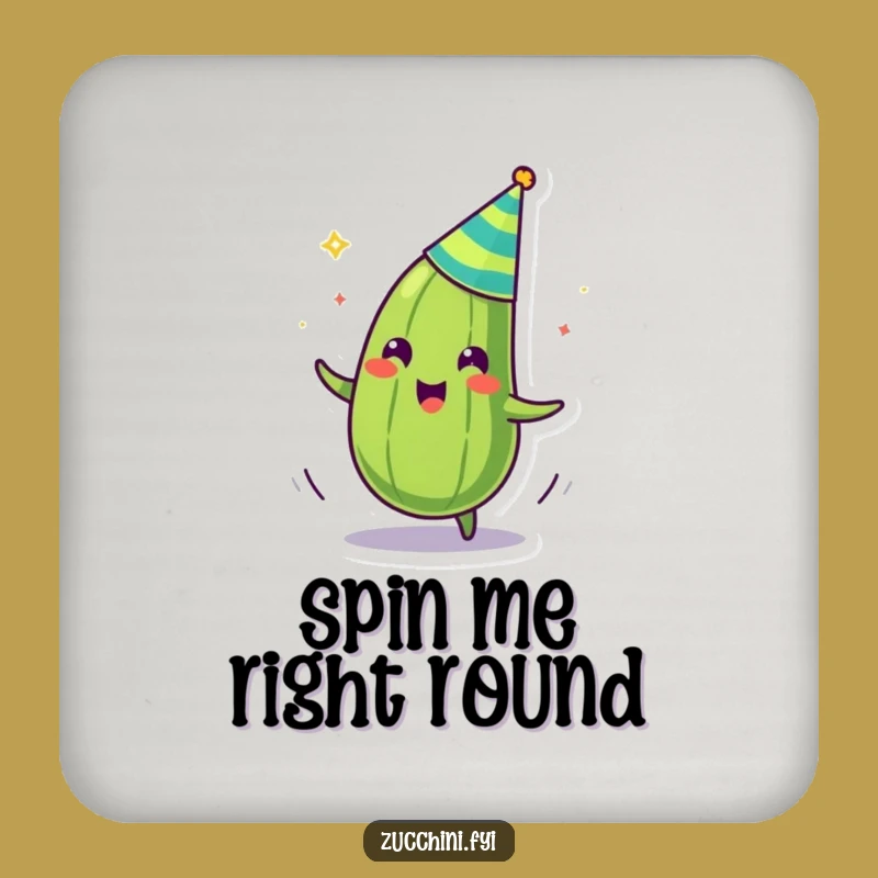 Funny Zany Zucchini Party Hat Spinning Coaster - Protect Surfaces with Humor
