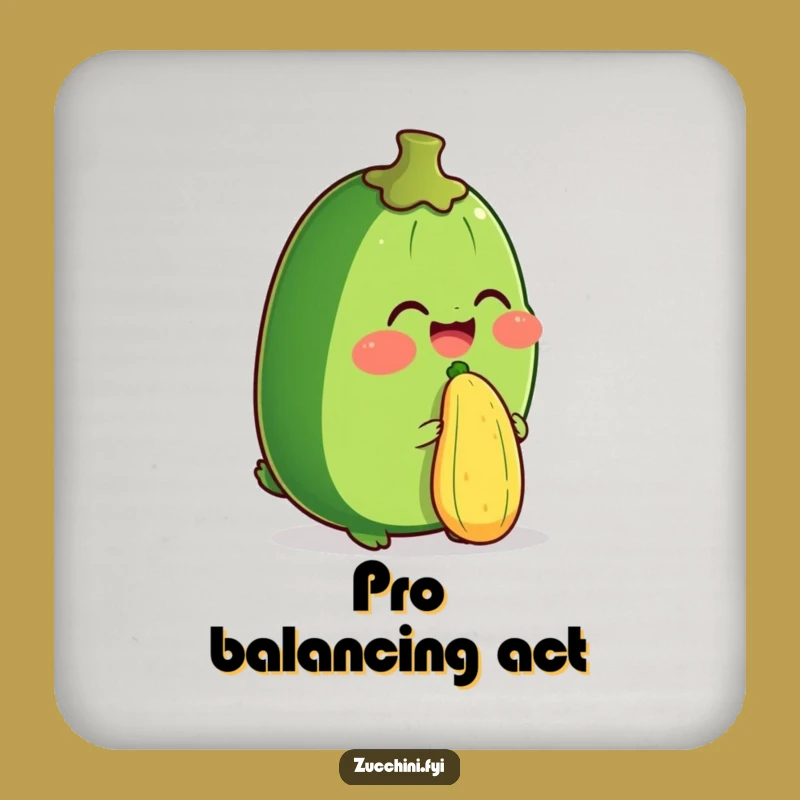 Funny Zucchini Balancing Act Drink Coasters: Protect Surfaces with Hilarious Skill