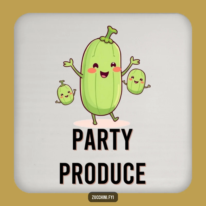 Funny Zucchini Coaster: Veggie Juggling Art, Humorous Table Protector Gift