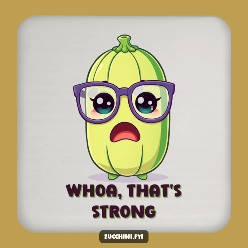Funny Zucchini Drink Coaster: Shocked Veggie with Silly Glasses, Table Protector