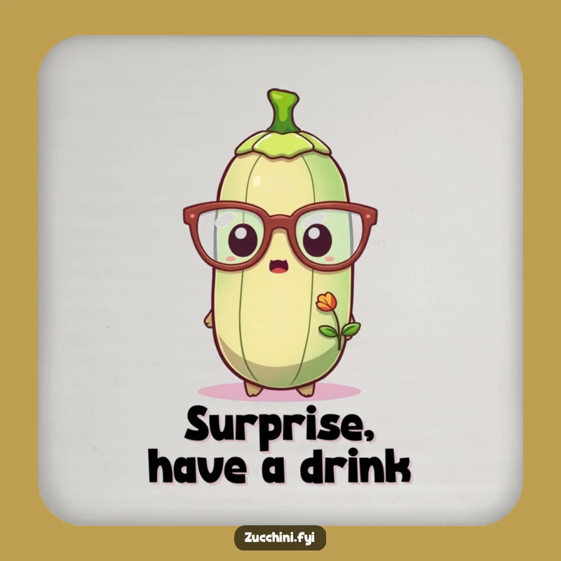 Funny Zucchini Glasses Coaster - Cute Vegetable Surprise Drink Protector for Fun
