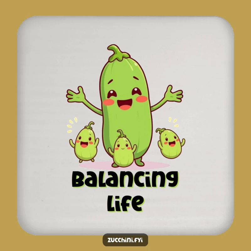 Funny Zucchini Juggler Coaster: Protect Surfaces with Vegetable Humor
