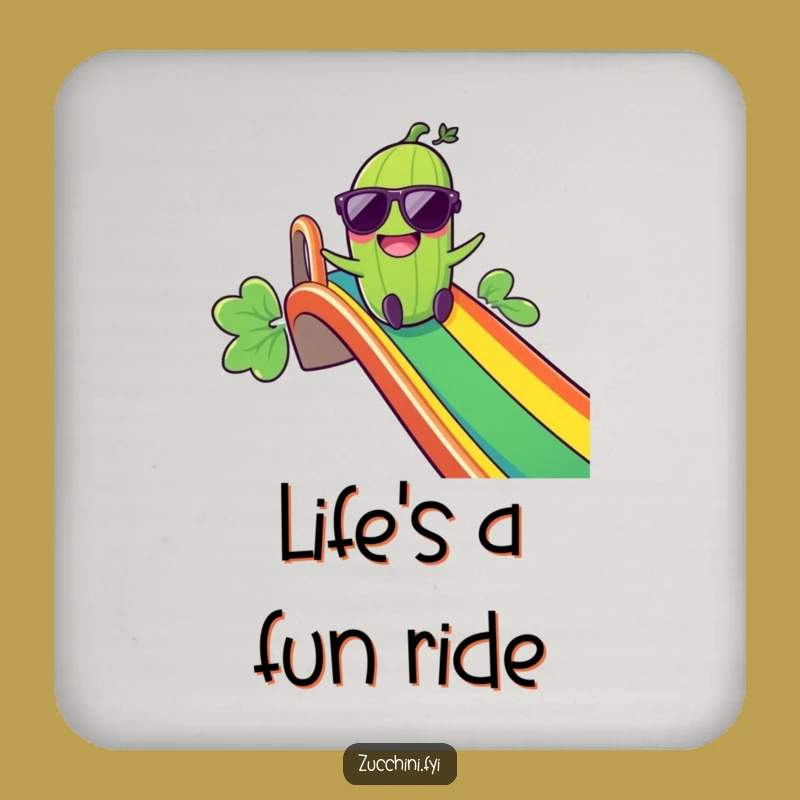 Funny Giggling Zucchini Rainbow Slide Drink Coaster: Add Fun to Every Sip!