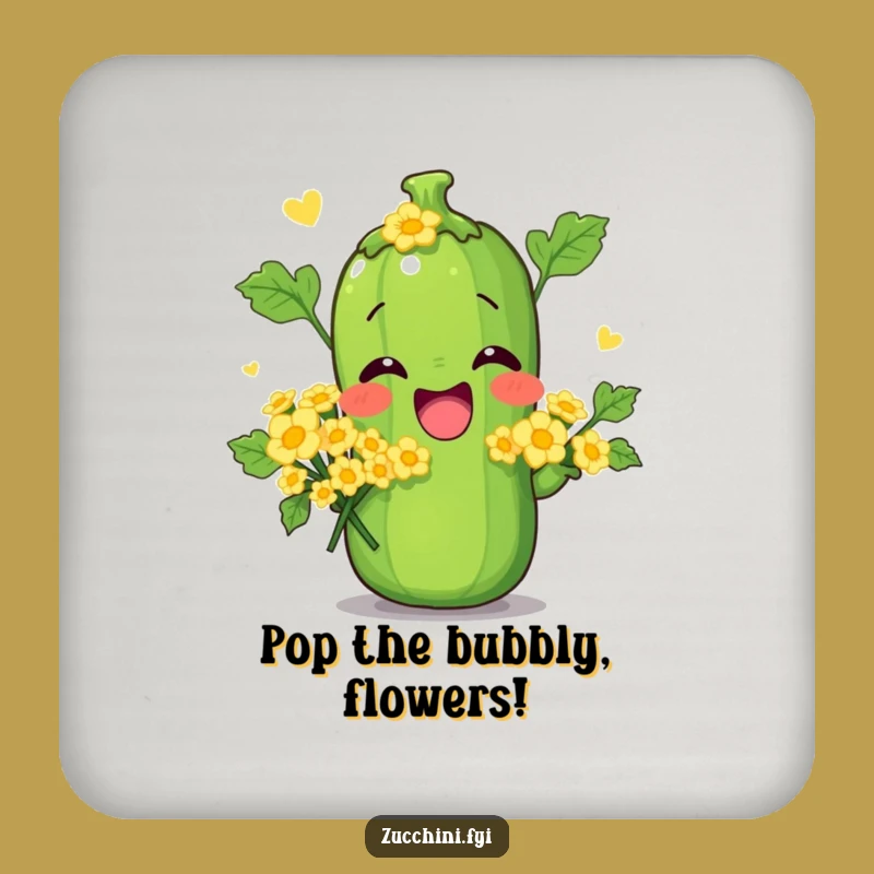 Funny Zucchini Flower Pose Drink Coasters: Protect Surfaces with Hilarious Garden Style