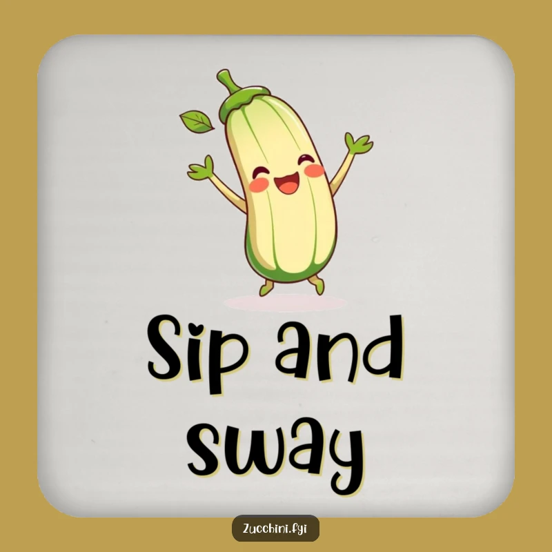 Funny Zucchini Drink Coaster: Joyful Dancing Veggie Table Protector, Perfect Gift