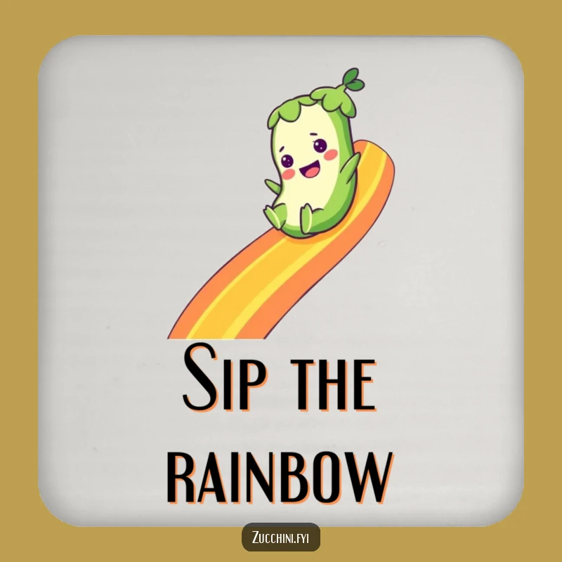 Funny Zucchini Rainbow Coaster - Cute Vegetable Dreamer Drink Protector