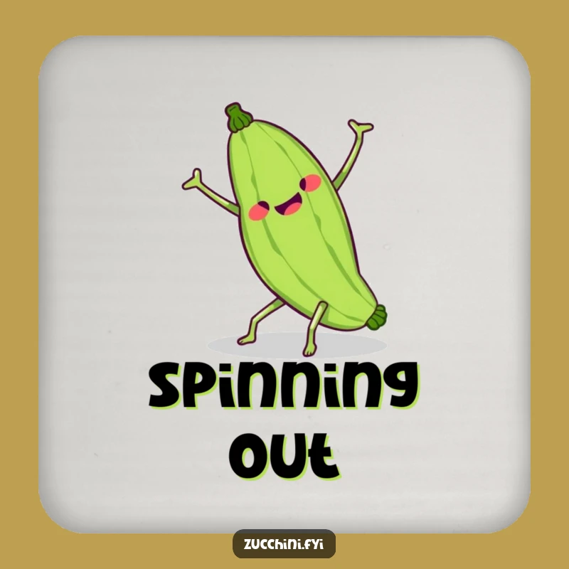 Funny Kawaii Zucchini Cartwheel Drink Coaster - Hilarious Wobbly Veggie Protector for Comical Tables