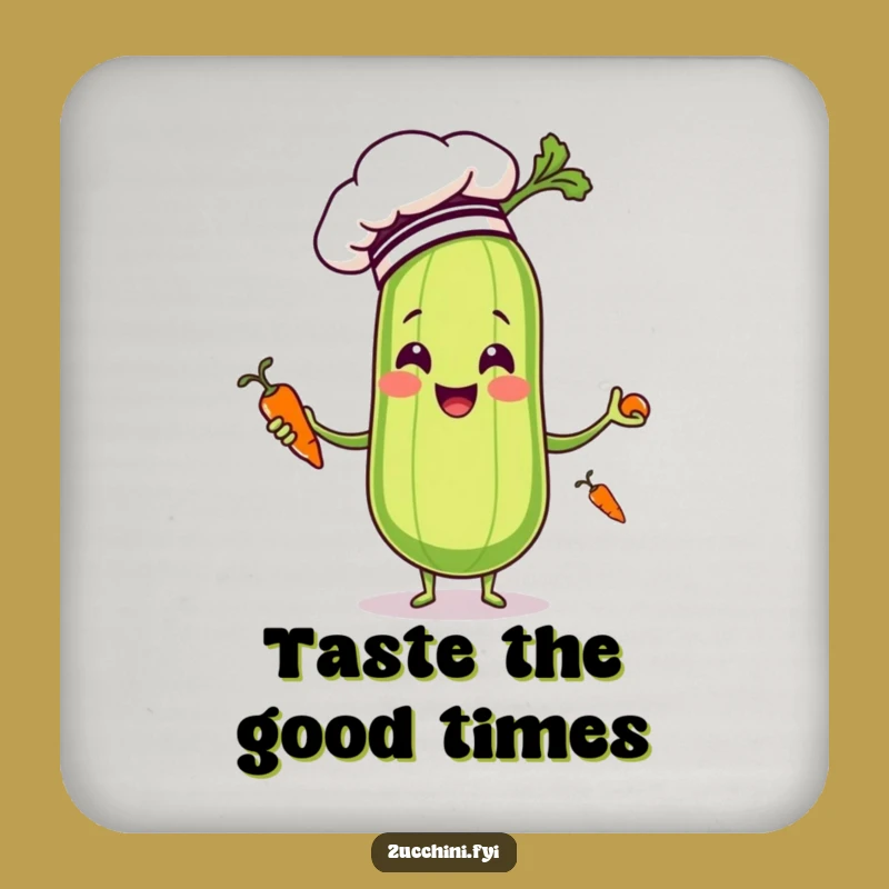 Funny Zucchini Chef Coaster - Protect Surfaces with Vegetable Juggling Fun
