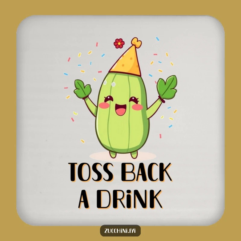 Funny Zucchini Party Coaster: Protect Surfaces with this Confetti Veggie Coaster!