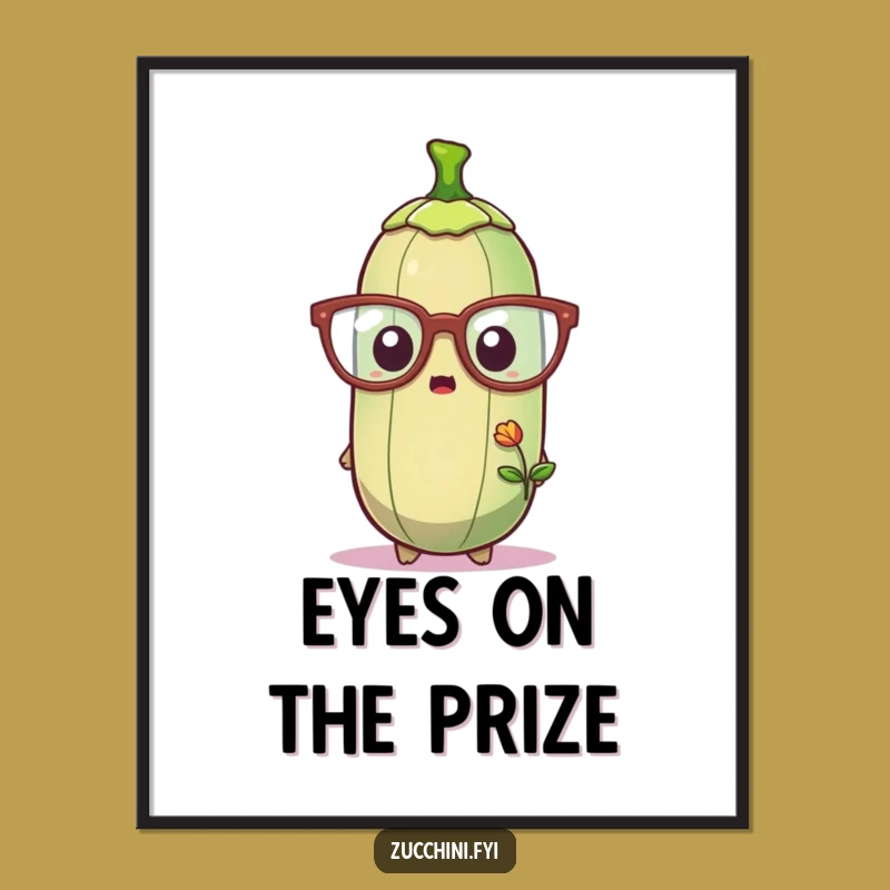 Funny Zucchini Glasses Poster - Humorous Vegetable Art for Surprised Decor