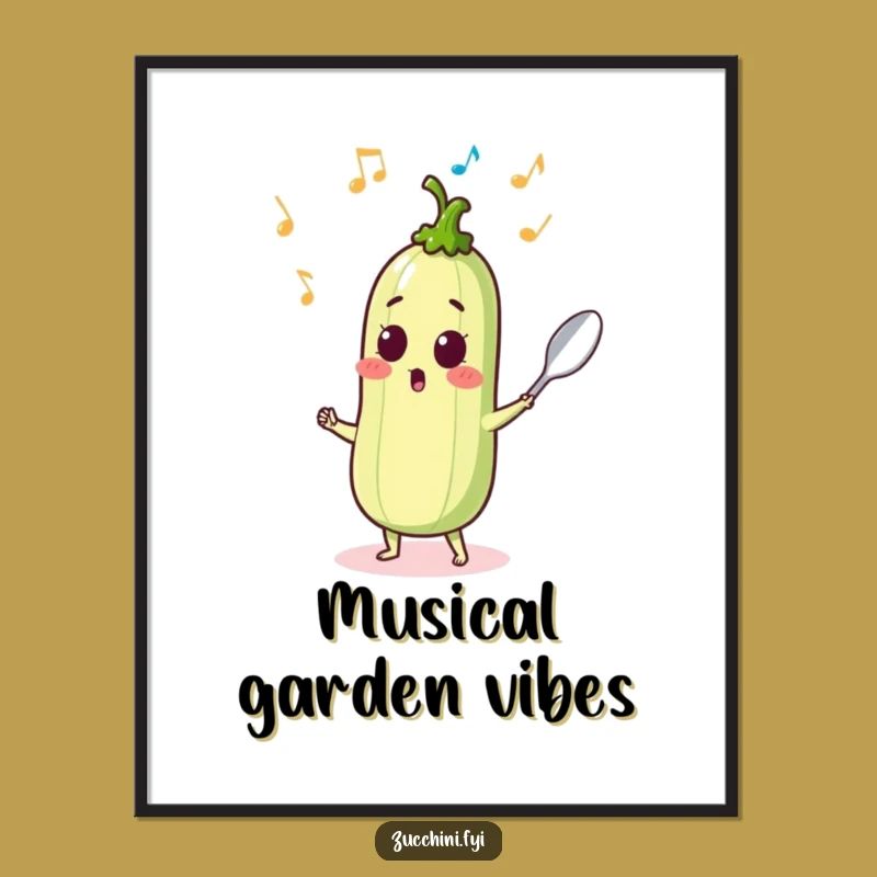 Funny Dancing Zucchini Poster - Musical Veggie Art Print