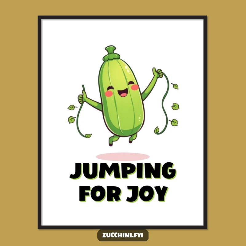 Funny Jumping Zucchini Poster: Add Energy to Your Walls