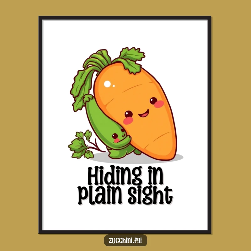 Funny Veggie Heist Poster: Sneaky Zucchini & Carrot Art, Perfect Funny Gift for Walls